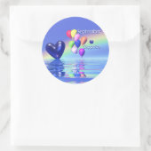 September Birthday Sapphire Heart Runder Aufkleber (Tasche)