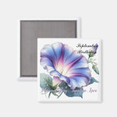 September Birthstone Sapphire and Morning Glory Magnet (Vorderseite/Rückseite)