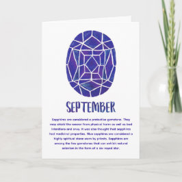 September Birthstone Sapphire Birthday Watercolor Karte