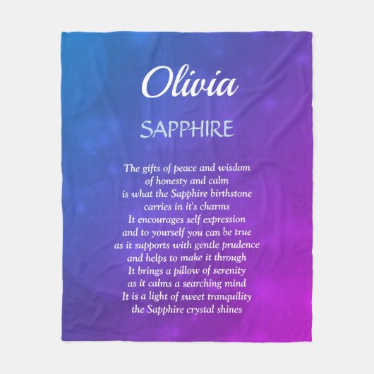 September Birthstone Sapphire Design Fleecedecke (Vorderseite)