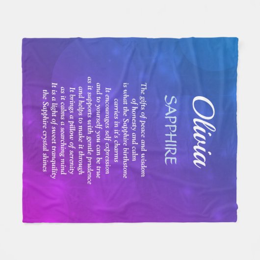 September Birthstone Sapphire Design Fleecedecke (Vorderseite (Horizontal))