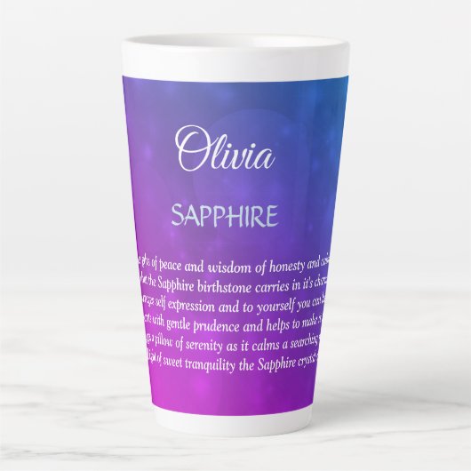 September Birthstone Sapphire Design Milchtasse (Vorderseite)