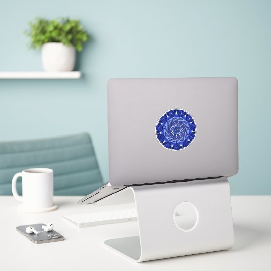 September Birthstone Sapphire Mandala Sticker (Laptop auf Schreibtisch)