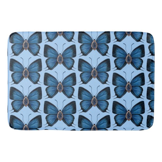 September Blue Butterfly Musterdesign Regal Badematte (Vorderseite)