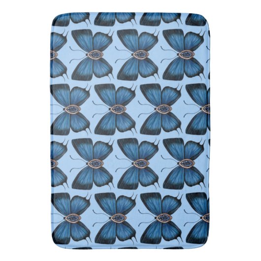 September Blue Butterfly Musterdesign Regal Badematte (Vorderseite Vertikal)