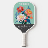 September Blume Individuelle Name Pickleball Schläger (Rückseite)
