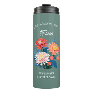 September Blume Individuelle Name Thermosbecher