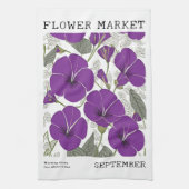 September Blume Markt Lila Morgenruhm Geschirrtuch (Vertikal)