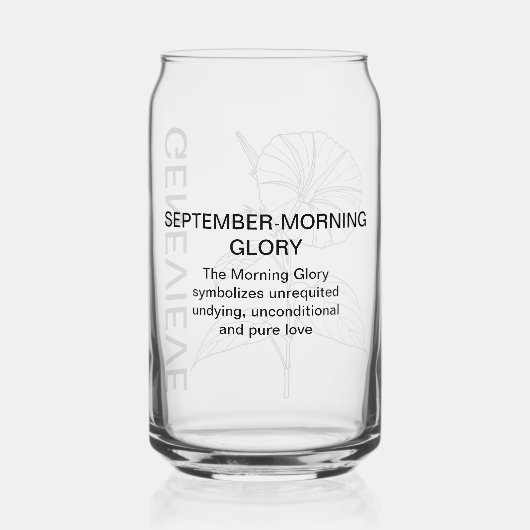 September Blume Morning Glory Individuelle Name Dosenglas (Rückseite)