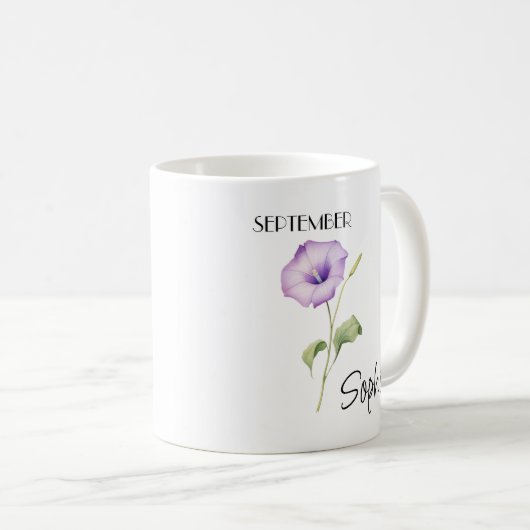 September Blume Personalisiert Kaffeetasse (VorderseiteRechts)