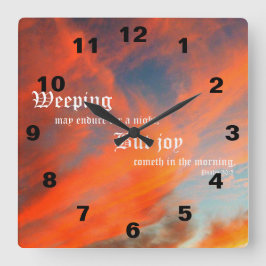 September Clouds with Psalm 30:5 Quadratische Wanduhr