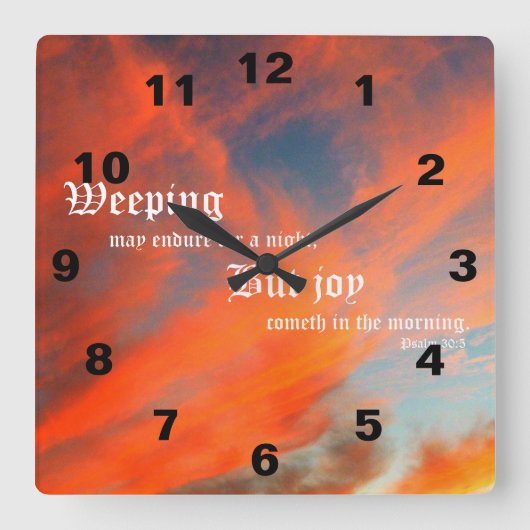 September Clouds with Psalm 30:5 Quadratische Wanduhr (Vorderseite)