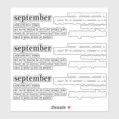 September Definition Geburtstag Aufkleber (Blatt)