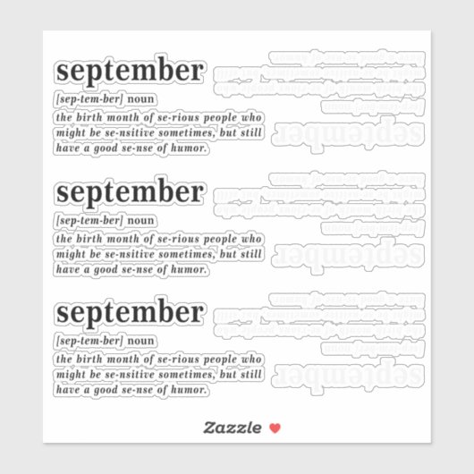 September Definition Geburtstag Aufkleber (Blatt)