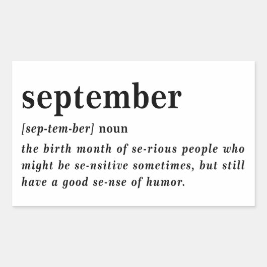 September Definition Geburtstag Rechteckiger Aufkleber (Vorderseite)