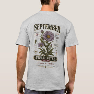 September-Feldnotizen Nr. 09 Vintage-Aster-Blume T-Shirt