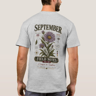 September-Feldnotizen Nr. 09 Vintage-Aster-Blume T-Shirt