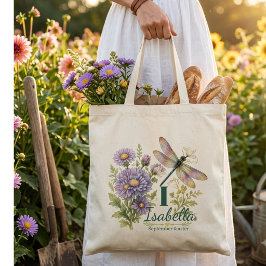 September-Geburtsblume Aster & Libelle Tragetasche