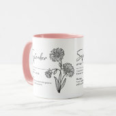 September Geburtsmonat Blume Aster Minimalistisch Tasse (Vorderseite Links)