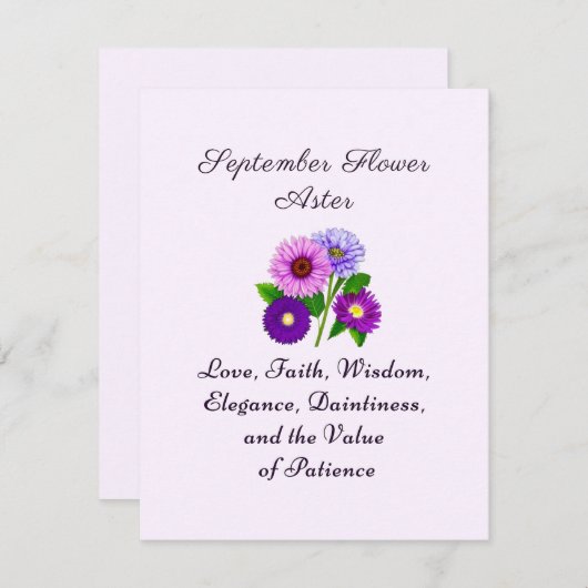 September Geburtsmonat Blume Aster Personalisiert (Vorne/Hinten)
