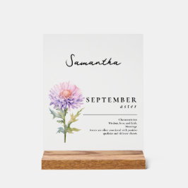 September Geburtsmonat Blume Aster Personalisiert Acrylschild