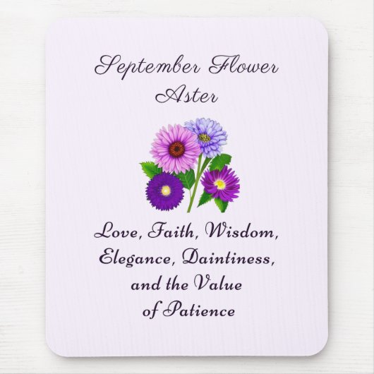 September Geburtsmonat Blume Aster Personalisiert Mousepad (Vorne)