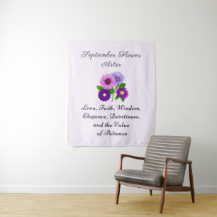 September Geburtsmonat Blume Aster Personalisiert Wandteppich