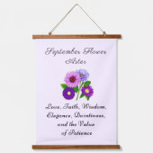 September Geburtsmonat Blume Aster Personalisiert Wandteppich Mit Holzrahmen (Vorderseite)