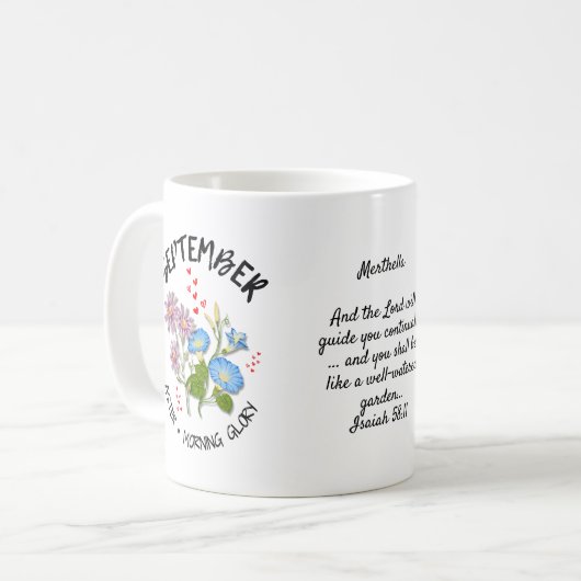 SEPTEMBER Geburtsmonat Blume Personalisiert Kaffeetasse (Vorderseite Links)