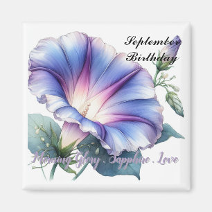 September Geburtsstein Saphir und Morgenblume Magnet