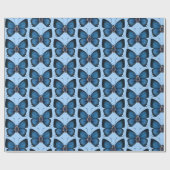 September Geburtstag Blue Butterfly Design Regal Geschenkpapier (Flach)