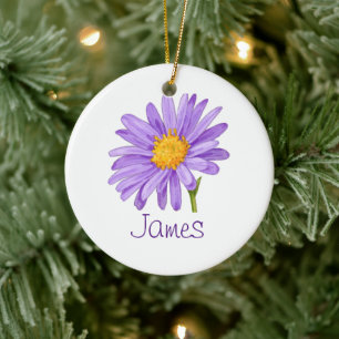 SEPTEMBER Geburtstagsblume Violette Aster Weihnach Keramik Ornament