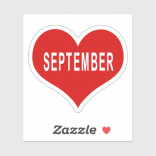 SEPTEMBER Rotes Herz Vinyl Aufkleber