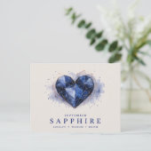 September Saphir-Herz-Geburtsstein Postkarte (Stehend Vorderseite)