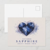 September Saphir-Herz-Geburtsstein Postkarte (Vorne/Hinten)