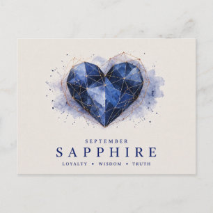 September Saphir-Herz-Geburtsstein Postkarte