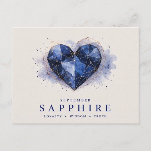 September Saphir-Herz-Geburtsstein Postkarte (Vorderseite)