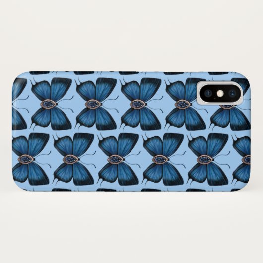 September Sapphire Blue Butterfly Design Case-Mate iPhone Hülle (Rückseite (Horizontal))