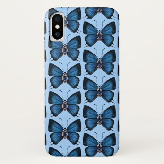 September Sapphire Blue Butterfly Design Case-Mate iPhone Hülle (Rückseite)