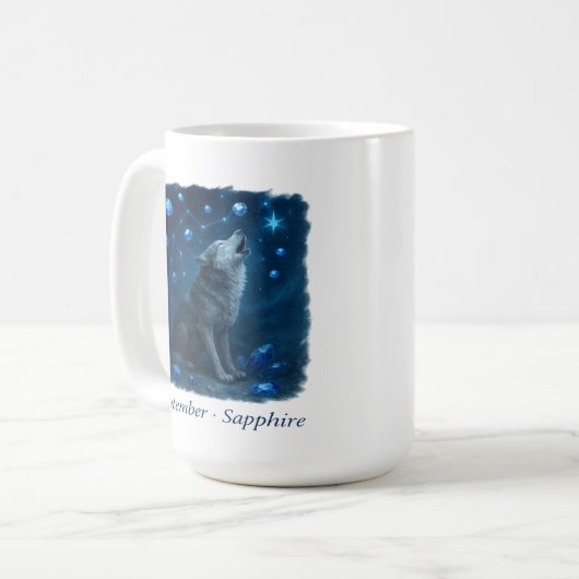 September Sapphire - Celestial Wolf Kaffeetasse (Vorderseite Links)
