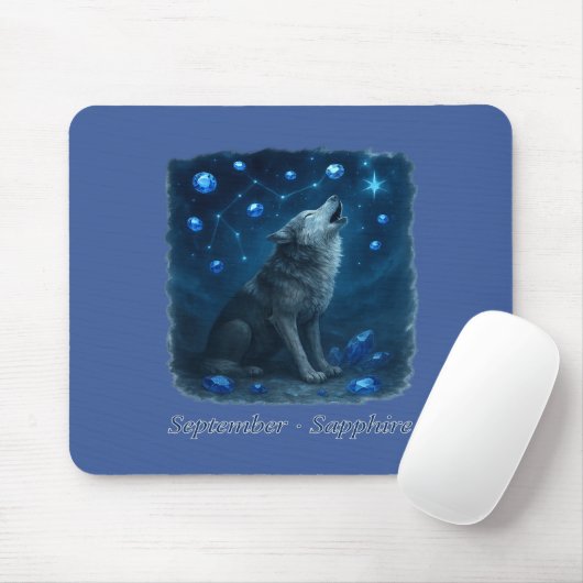 September Sapphire - Celestial Wolf Mousepad (Mit Mouse)