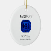 September Sapphire Personalized Birthday Keramik Ornament (Rechts)