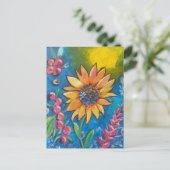 September Sonnenblume Postkarte (Stehend Vorderseite)