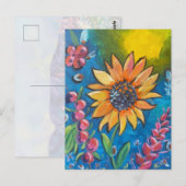 September Sonnenblume Postkarte (Vorne/Hinten)