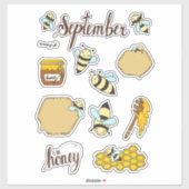 September-Stickerblatt - Gemütliche Bienen & Herbs Aufkleber (Blatt)
