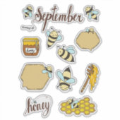 September-Stickerblatt - Gemütliche Bienen & Herbs Aufkleber (Vorderseite)