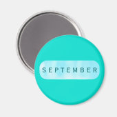 September Turquoise Round Magnet von Janz (Vorderseite/Rückseite)
