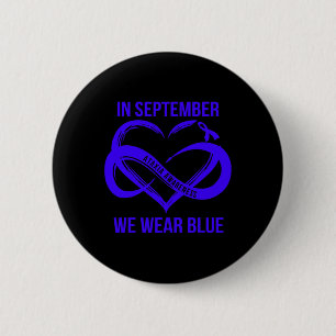 September We Wear Blue Ataxia Awareness Ribbon Button