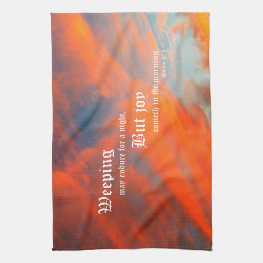 September Wolken mit Psalm 30:5 Geschirrtuch (Vertikal)