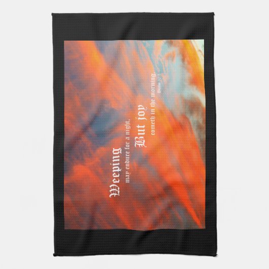 September Wolken mit Psalm 30:5 Geschirrtuch (Vertikal)